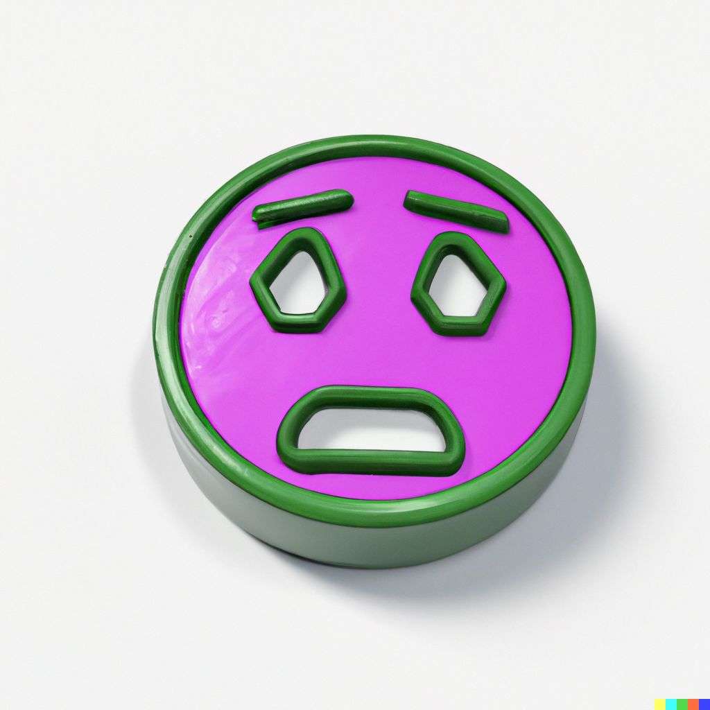 a brightly coloured, detailed icon of a representation of anxiety emoji, 3D low poly render, isometric perspective on white background